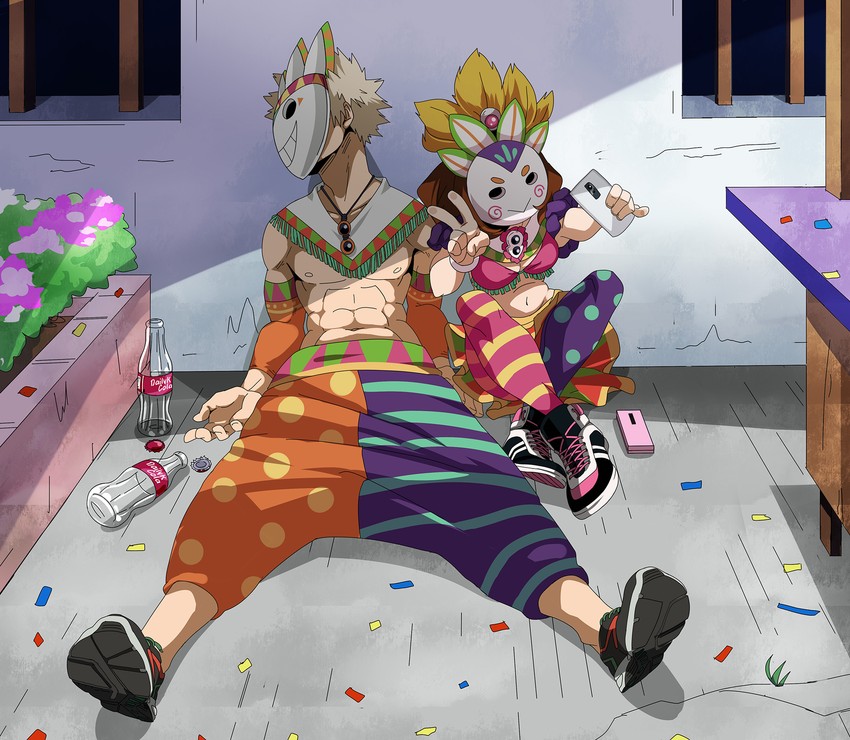 bakugou katsuki and uraraka ochaco (boku no hero academia) drawn by krumbs_(dailykrumbs)