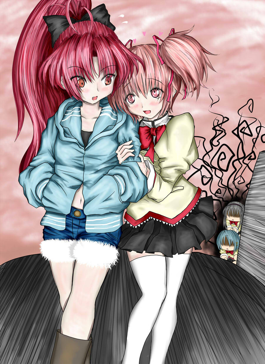 akemi homura, kaname madoka, miki sayaka, and sakura kyoko (mahou shoujo madoka magica) drawn by tope_suicida_(tanishi)