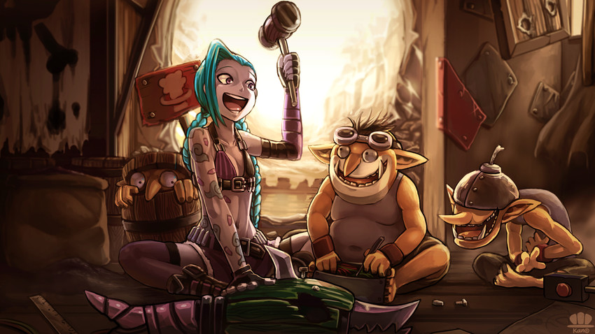 jinx and goblin techies (league of legends and 2 more) drawn by ukavonnak