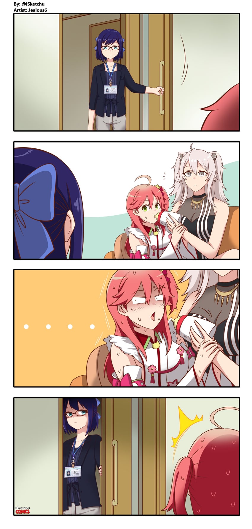 sakura miko, shishiro botan, and a-chan (hololive) drawn by lsketchu