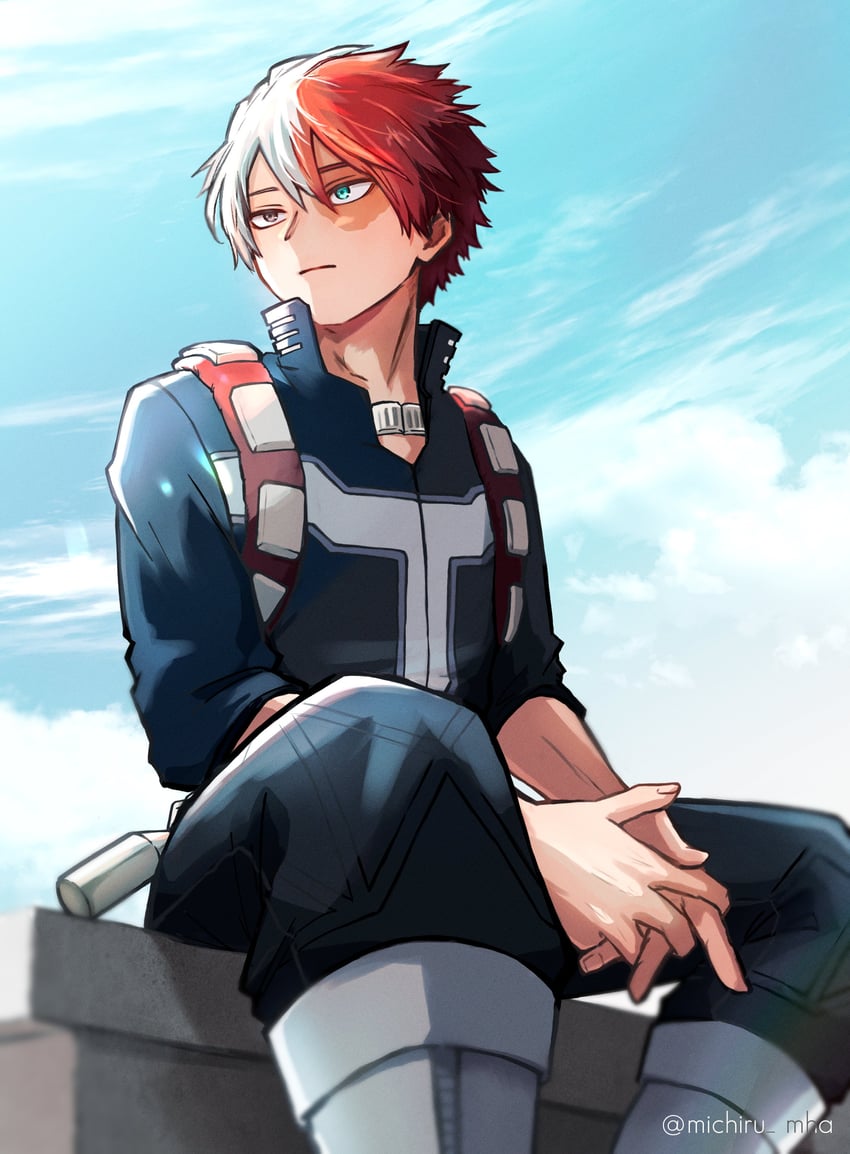 todoroki shoto (boku no hero academia) drawn by michiru_mha