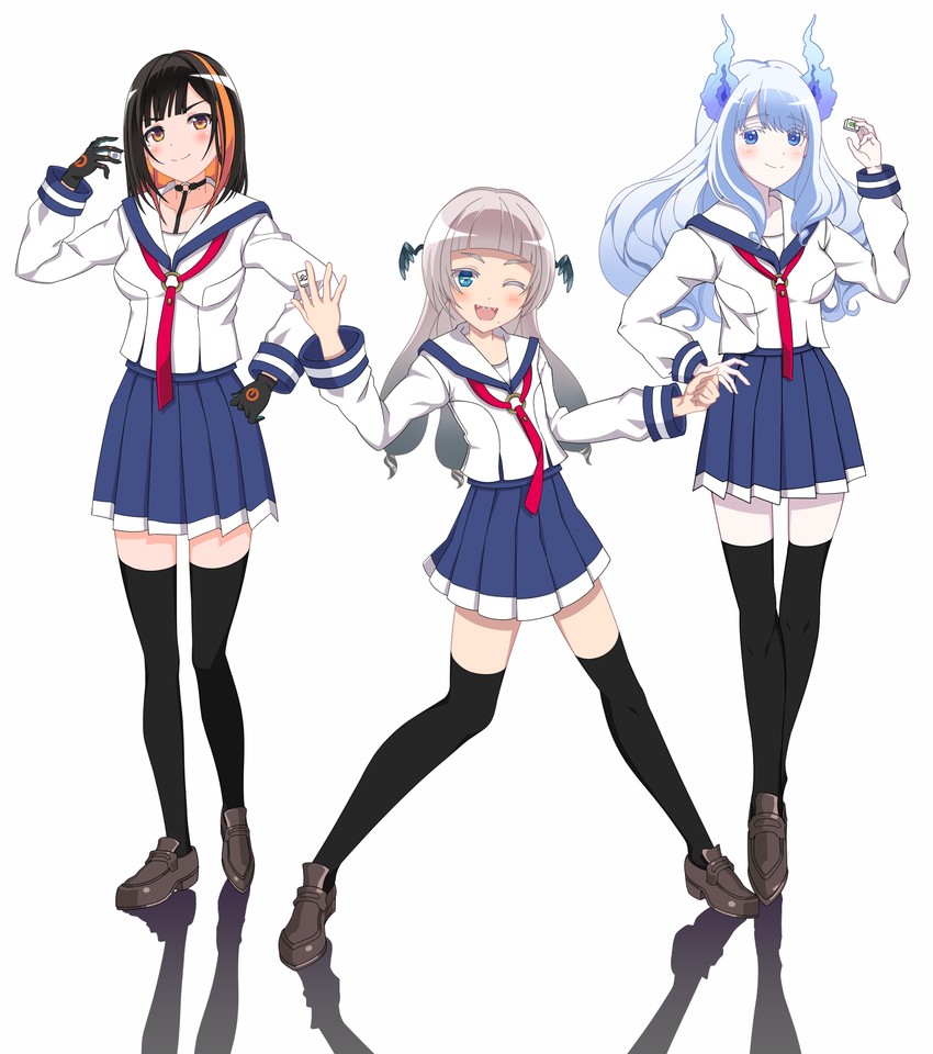 pochimaru, yukimaru kyuu, and ashieda lenri (indie virtual youtuber) drawn by riuta