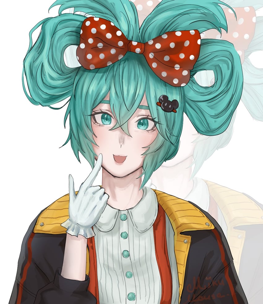 hatsune miku and mickey mouse (vocaloid and 1 more) drawn by kzz_ee