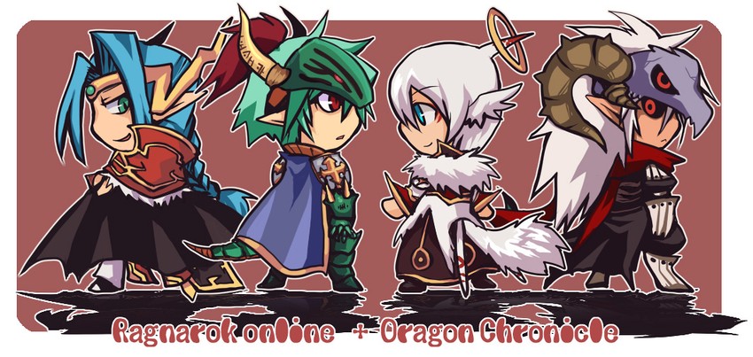 high priest, high wizard, assassin cross, and lord knight (ragnarok online and 1 more) drawn by emon-yu