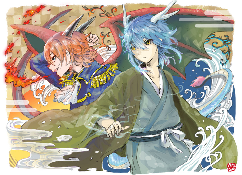 touyouryuu-san and seiyouryuu-san (original) drawn by hotathino