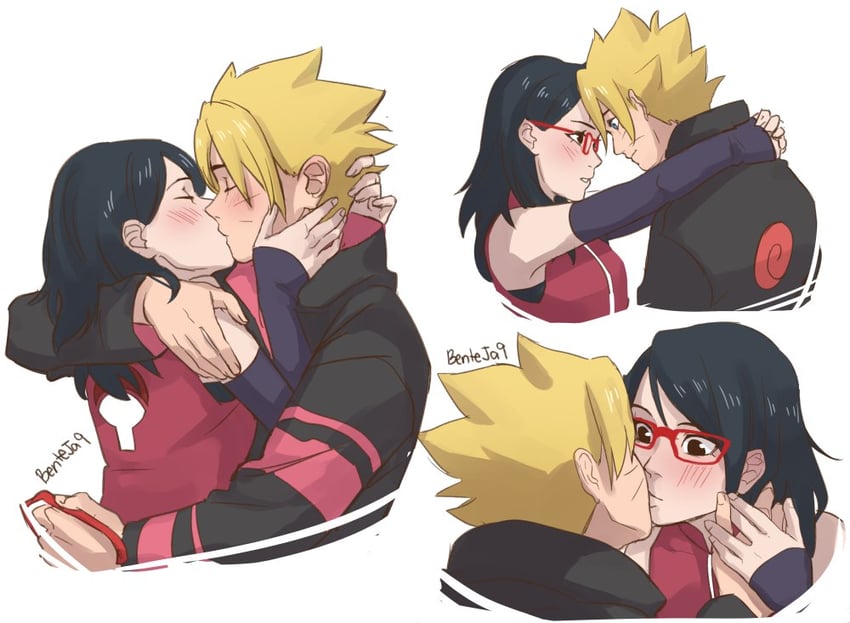 uchiha sarada and uzumaki boruto (naruto and 1 more) drawn by benteja