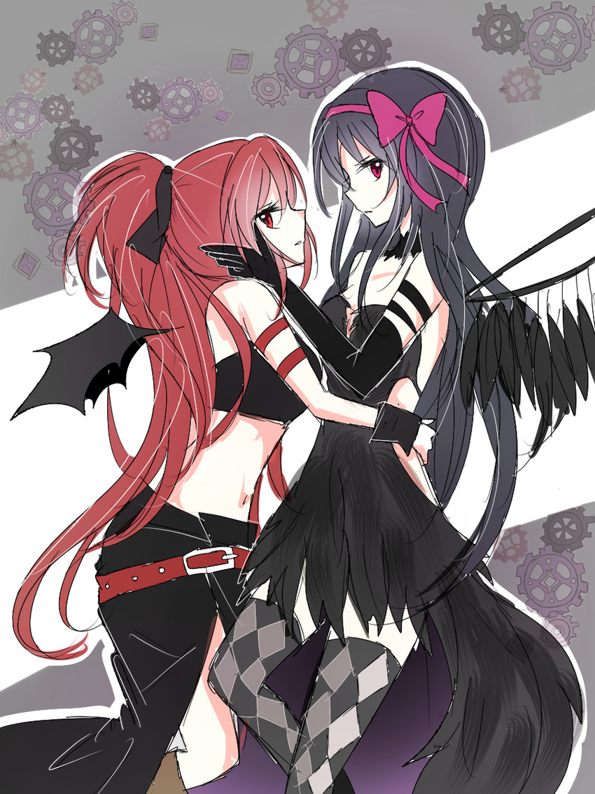 akemi homura, sakura kyoko, and akuma homura (mahou shoujo madoka magica and 1 more) drawn by sakuira-ame_(zyosefi-nu)