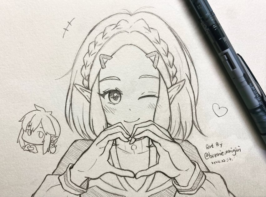 link and princess zelda (the legend of zelda and 1 more) drawn by bonnie_onigiri