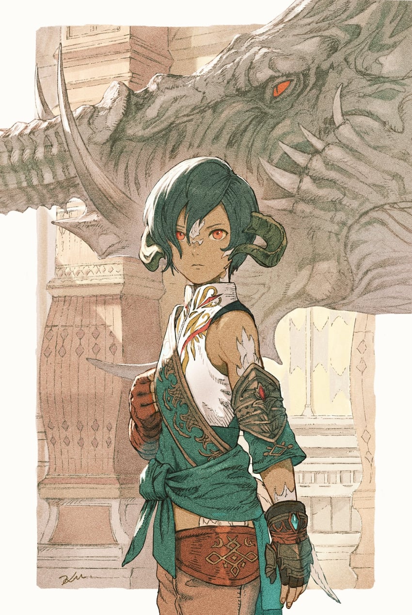 varshahn and vrtra (final fantasy and 1 more) drawn by kuroimori