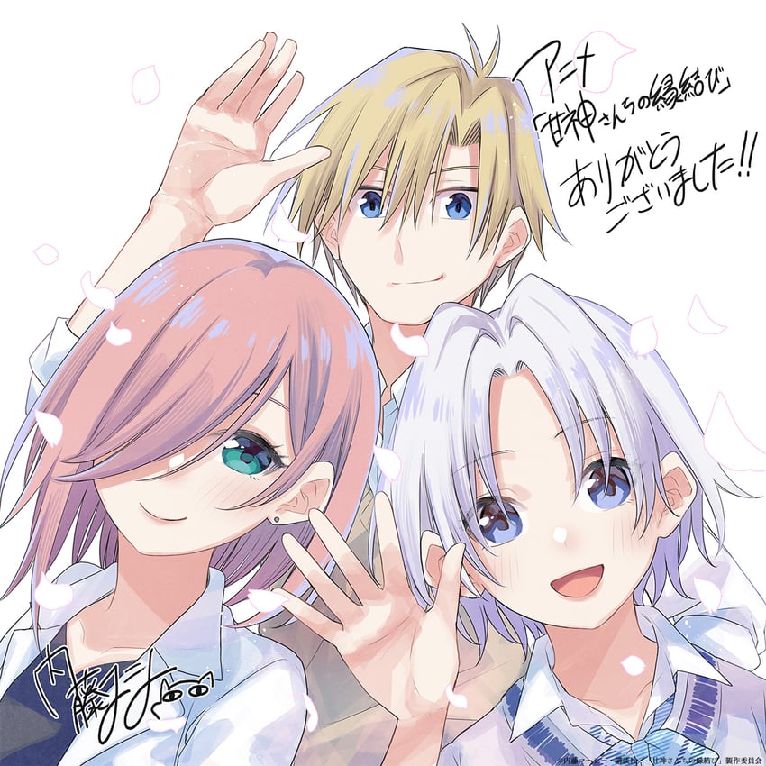 kamihate uryuu, tsuruyama shirahi, and anekouji mahiru (amagami-san chi no enmusubi) drawn by marcey