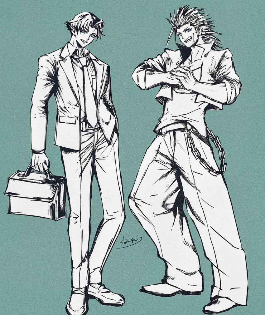 zack fair and angeal hewley (final fantasy and 2 more) drawn by shinogu_r