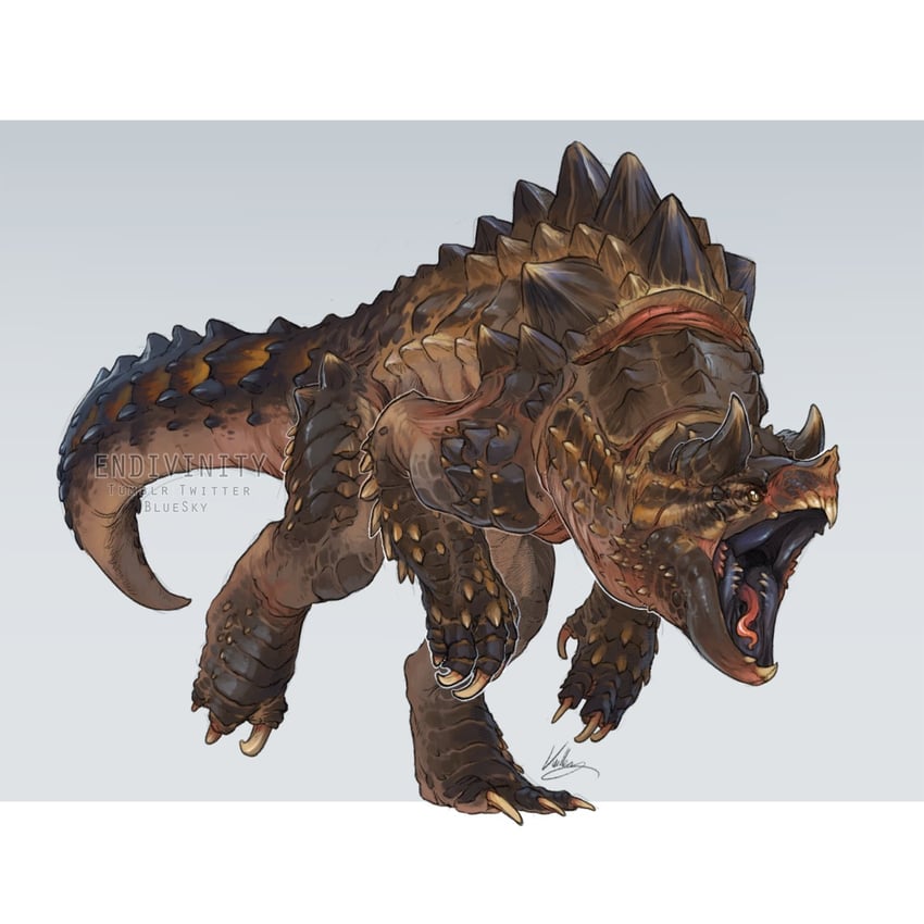 deathclaw (original and 1 more) drawn by endivinity