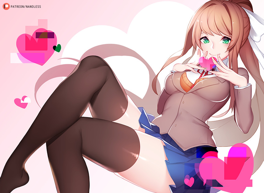 monika (doki doki literature club) drawn by nanoless
