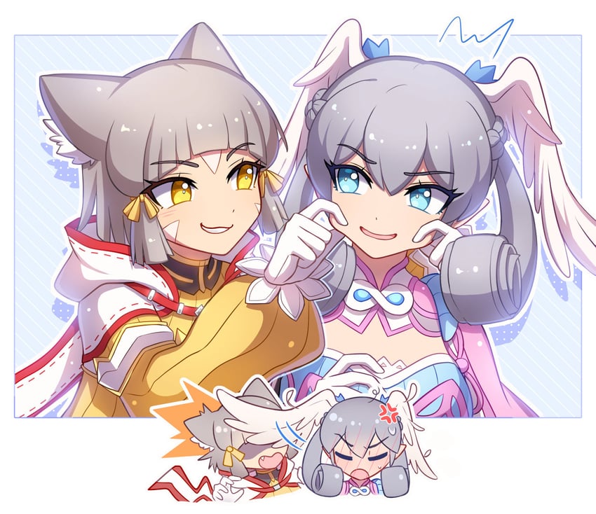 nia and melia antiqua (xenoblade chronicles and 2 more) drawn by enni