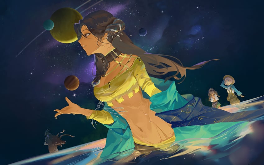 matilda bouanich, kaalaa baunaa, shamane, and kanjira (reverse:1999) drawn by qingpu_liang