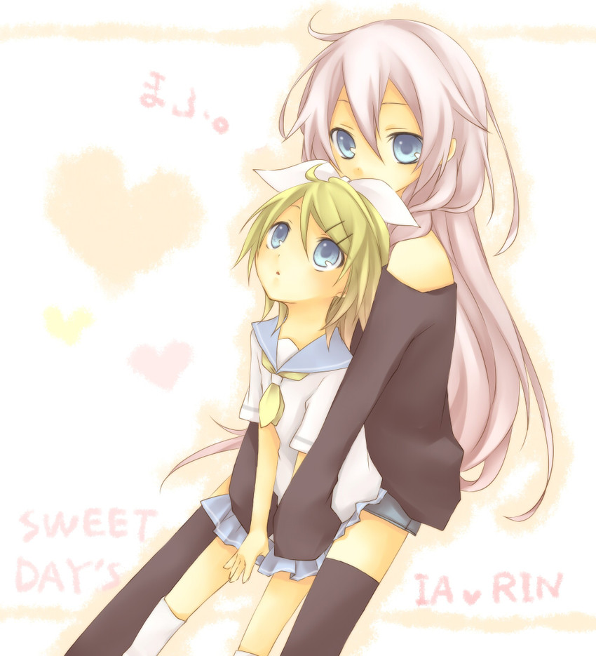 kagamine rin and ia (vocaloid) drawn by kuroi_(liar-player)