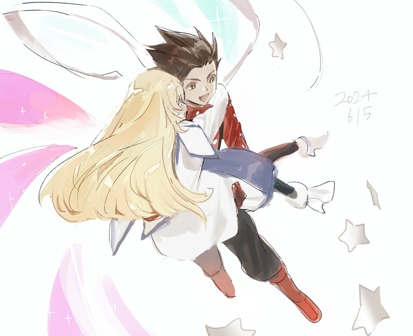 colette brunel and lloyd irving (tales of and 1 more) drawn by meameeea