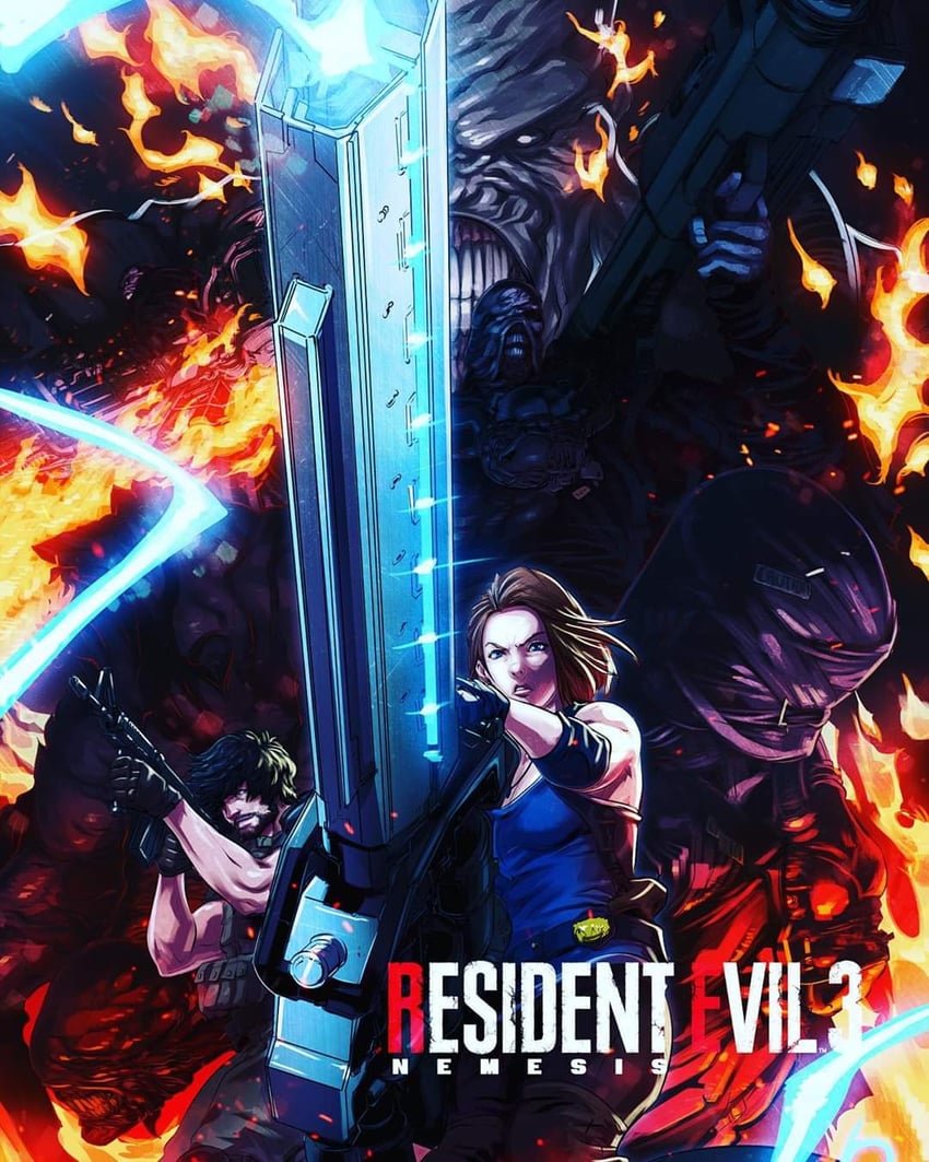 jill valentine, nemesis, and carlos oliveira (resident evil and 2 more) drawn by long_vo