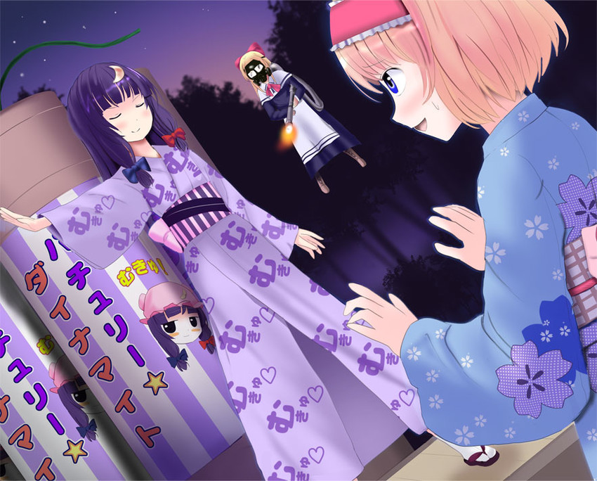alice margatroid, patchouli knowledge, and shanghai doll (touhou) drawn by a_(aaaaaaaaaaw)