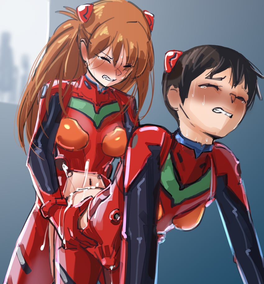 souryuu asuka langley and ikari shinji (neon genesis evangelion) drawn by raitaroo