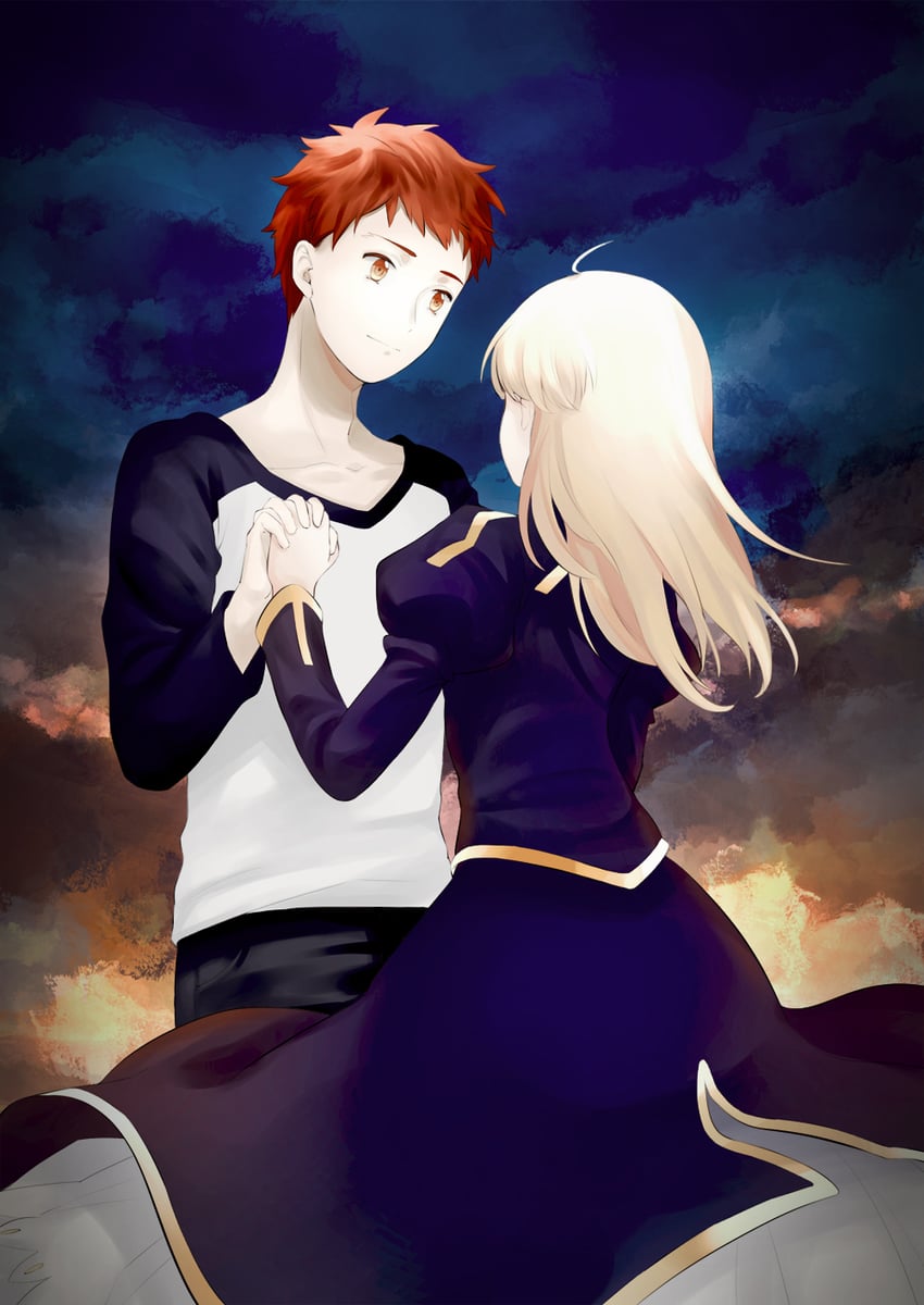 artoria pendragon, saber, and emiya shirou (fate and 1 more) drawn by suzuakks