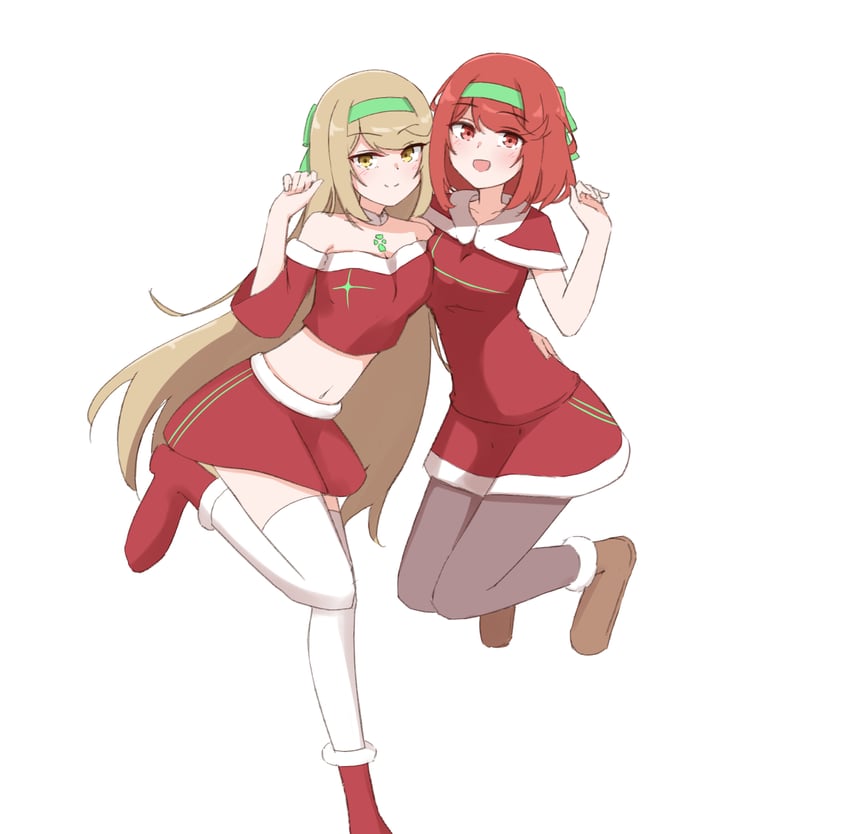 pyra and mythra (xenoblade chronicles and 1 more) drawn by chirun0