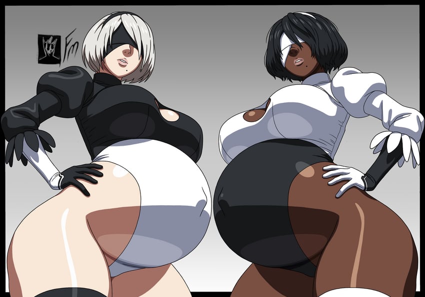 2b and 2p (nier and 1 more) drawn by fungus-man