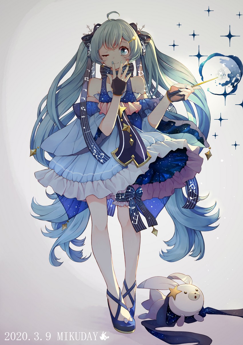 hatsune miku, yuki miku, and rabbit yukine (vocaloid) drawn by pinkusan