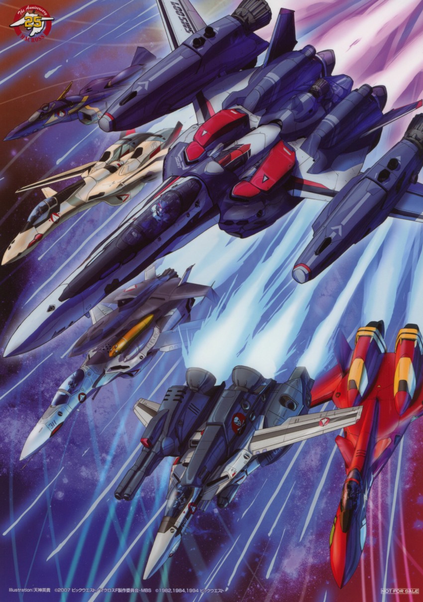 vf-1, vf-25, vf-1s, yf-19, vf-1 strike, and 4 more (macross and 6 more) drawn by tenjin_hidetaka