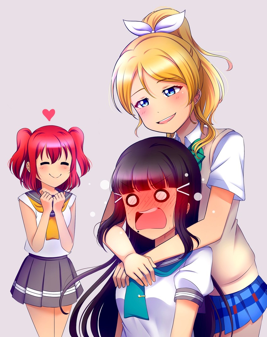 ayase eli, kurosawa dia, and kurosawa ruby (love live! and 3 more) drawn by ska.harumi