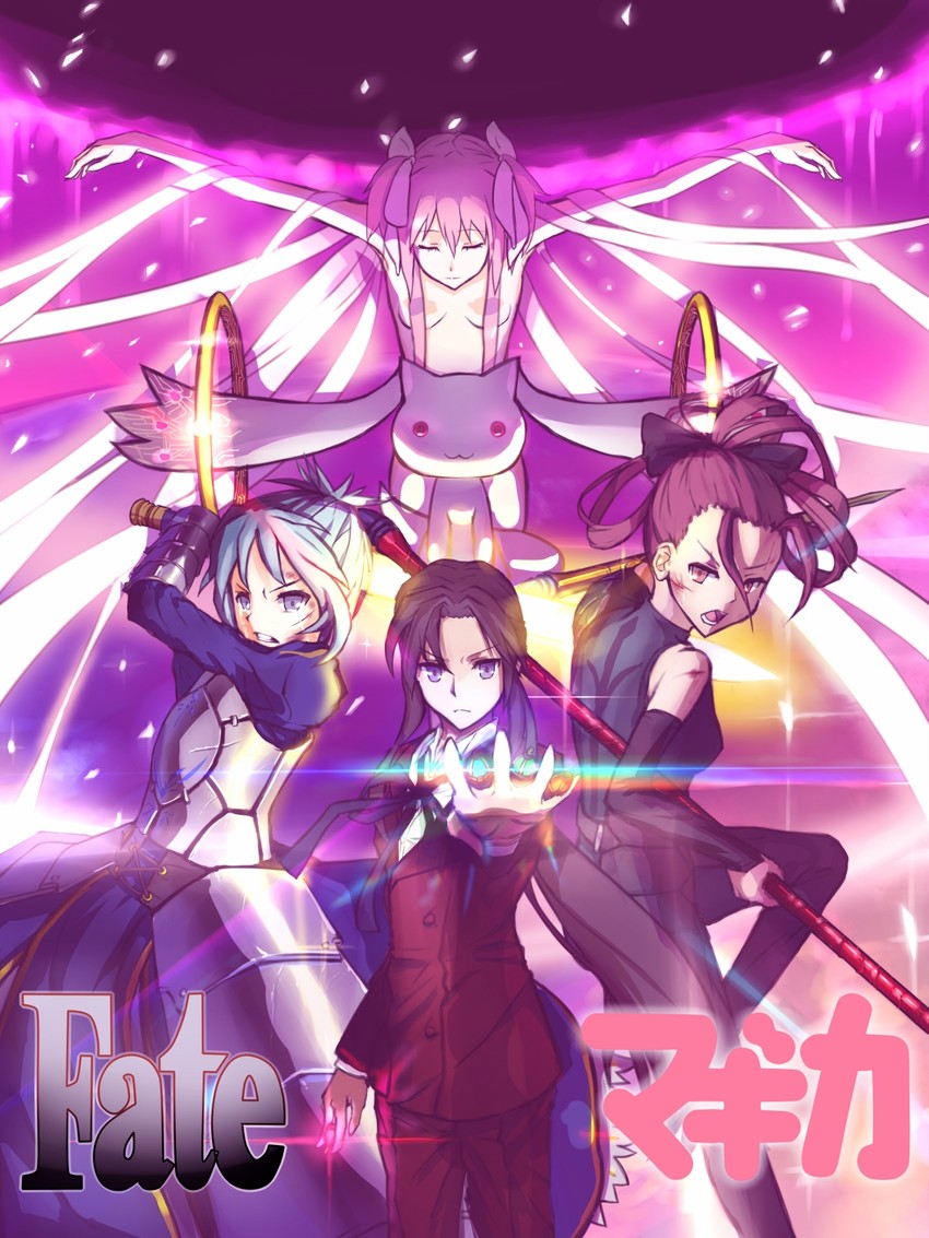 artoria pendragon, akemi homura, kaname madoka, miki sayaka, saber, and 5 more (fate and 2 more) drawn by tera_l