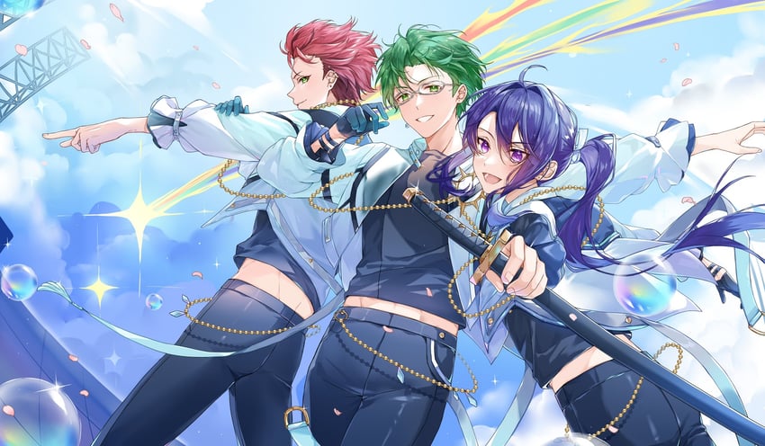 kanzaki souma, kiryu kuro, and hasumi keito (ensemble stars!) drawn by nancy980216