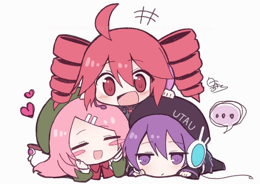 kasane teto, utane uta, and momone momo (utau) drawn by shira_461
