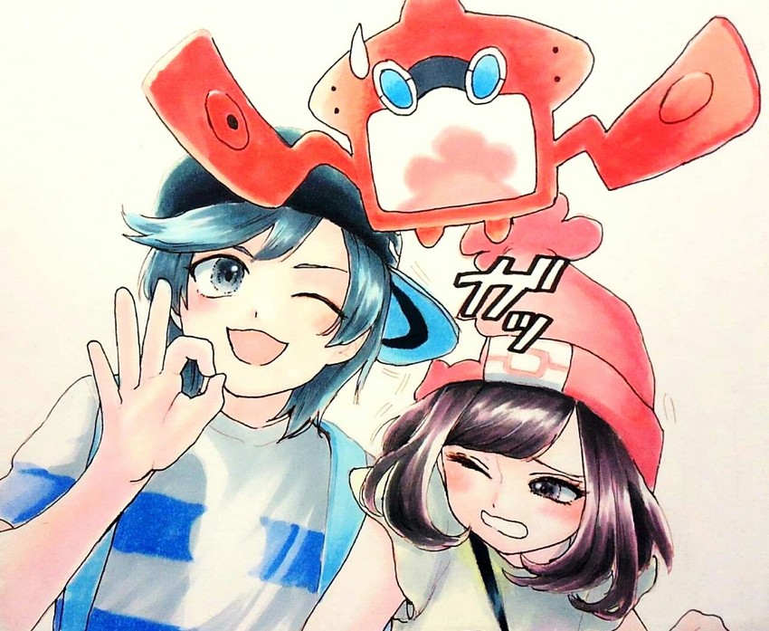 selene, rotom, elio, and rotom dex (pokemon and 1 more) drawn by minapo