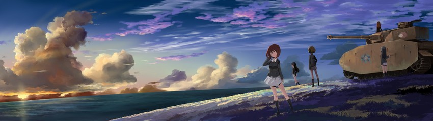 nishizumi miho, akiyama yukari, takebe saori, reizei mako, and isuzu hana (girls und panzer) drawn by narotake