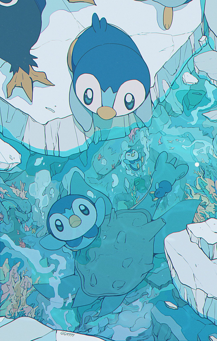 piplup, lapras, and empoleon (pokemon) drawn by gigm777