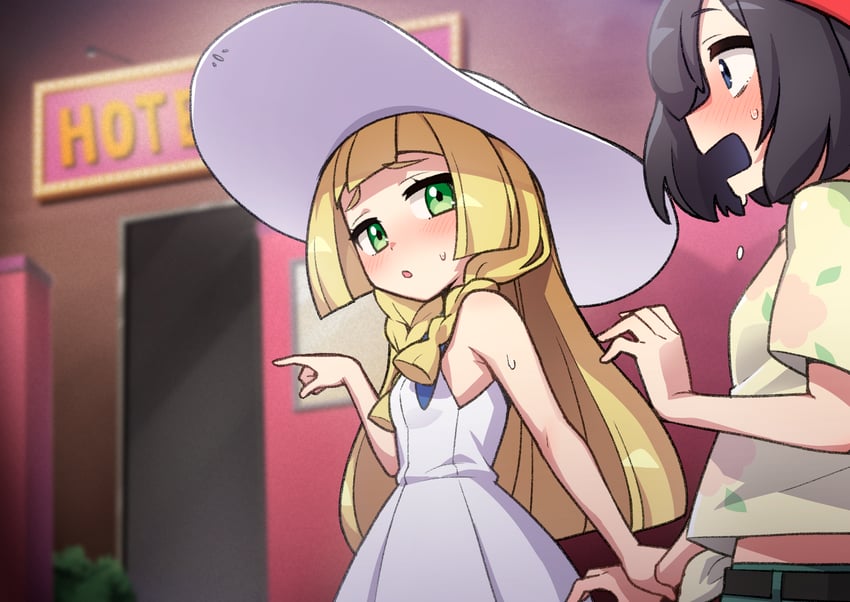 lillie and selene (pokemon and 1 more) drawn by heebee