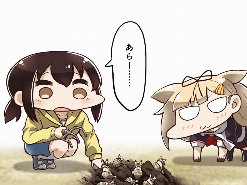 yuudachi, fubuki, yuudachi kai ni, and mutsu (kantai collection) drawn by tanaka_kusao