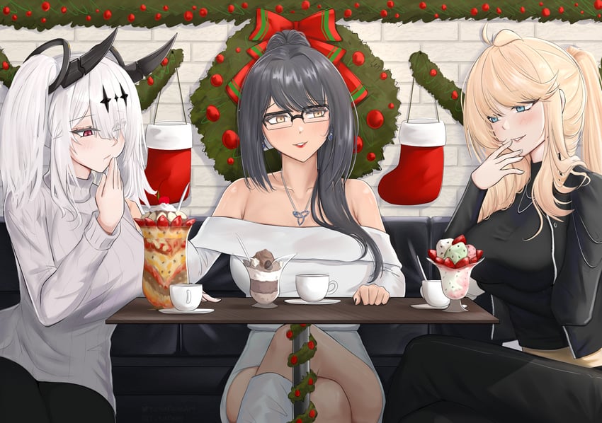 commander, female commander, howe, joffre, and yukimura ryuuko (azur lane) drawn by yunareas