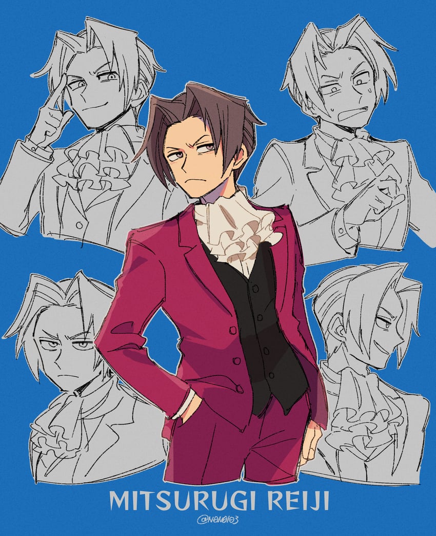miles edgeworth (ace attorney) drawn by nono_(norabi)