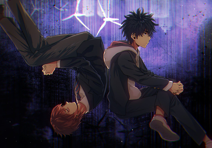 kamijou touma and kamisato kakeru (toaru majutsu no index and 1 more) drawn by yucca_(sui_linx)