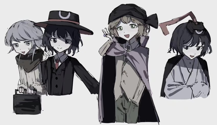 enraku tsubakura, houlen yabusame, senri tsurubami, and kuzu suzumi (len'en) drawn by xingxunyou