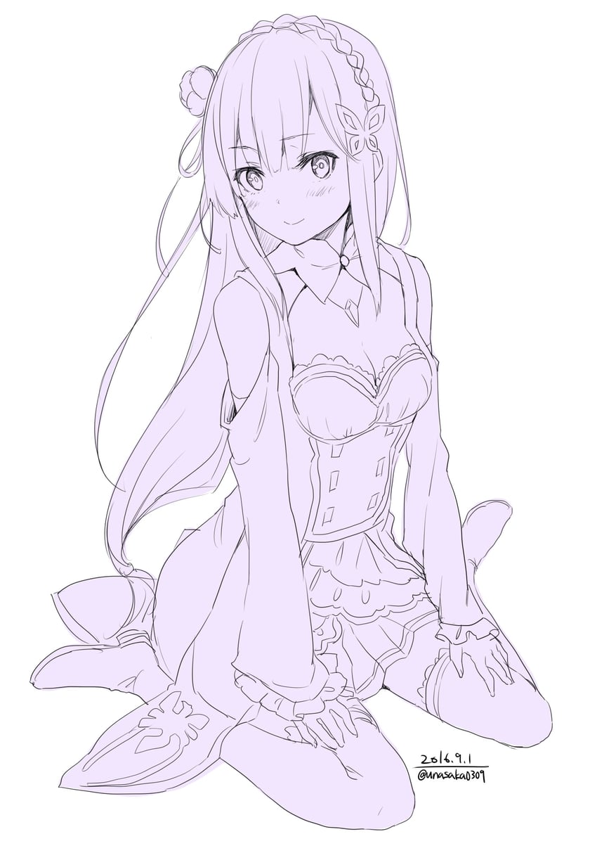 emilia (re:zero kara hajimeru isekai seikatsu) drawn by unasaka_ryou