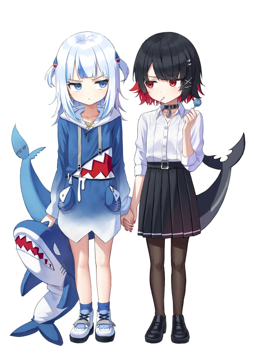 gawr gura and ellen joe (hololive and 2 more) drawn by superpig