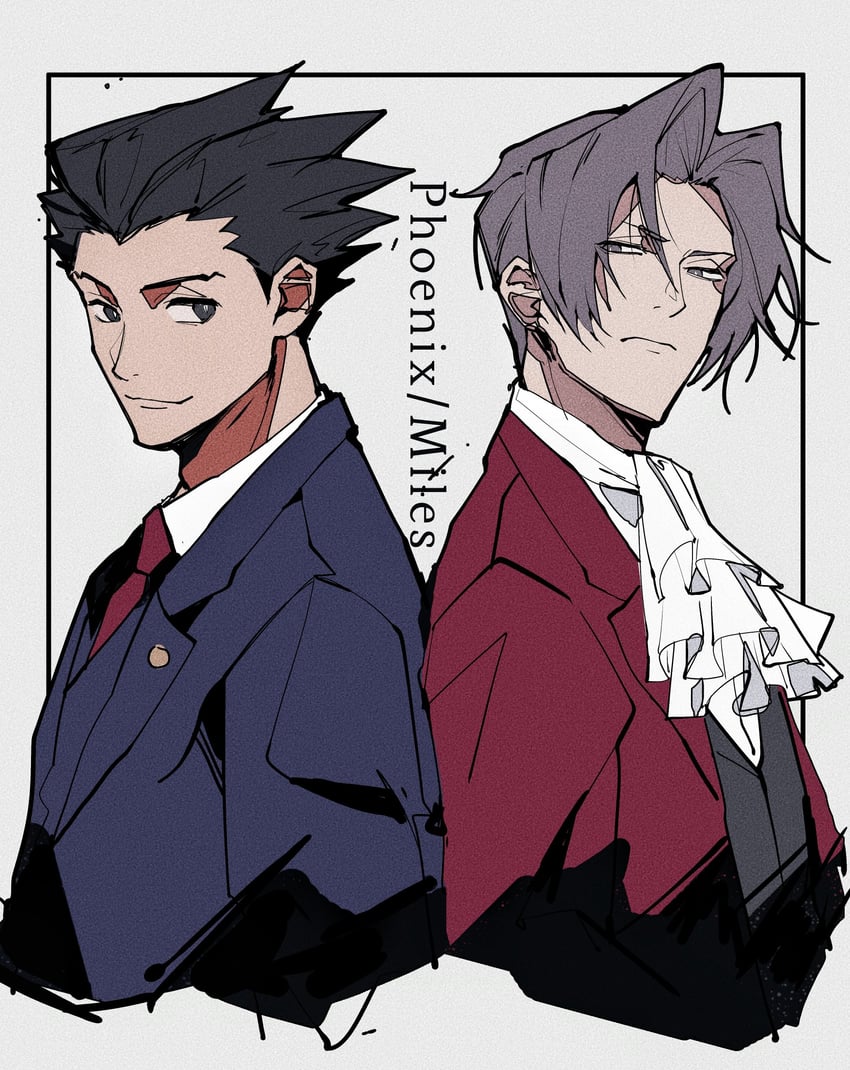 phoenix wright and miles edgeworth (ace attorney) drawn by c138300