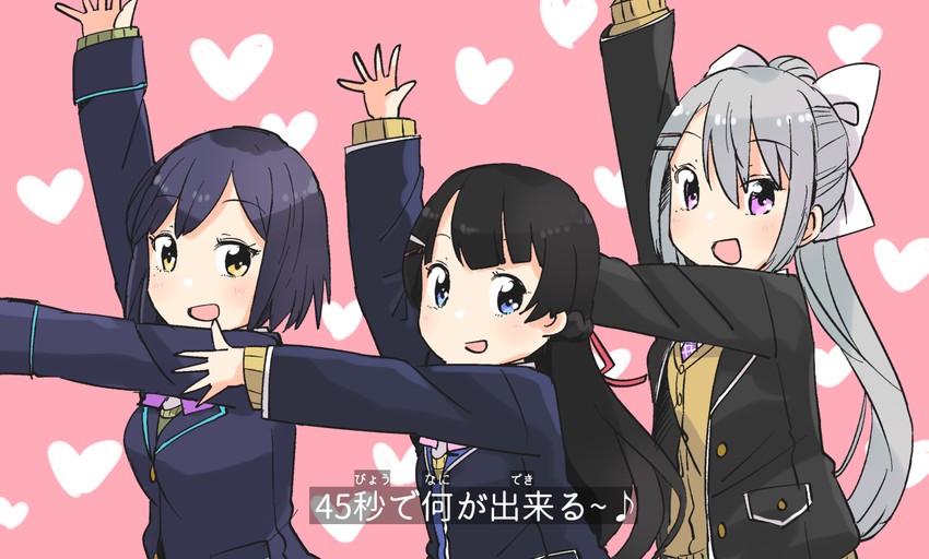 tsukino mito, higuchi kaede, and shizuka rin (nijisanji) drawn by ueshita