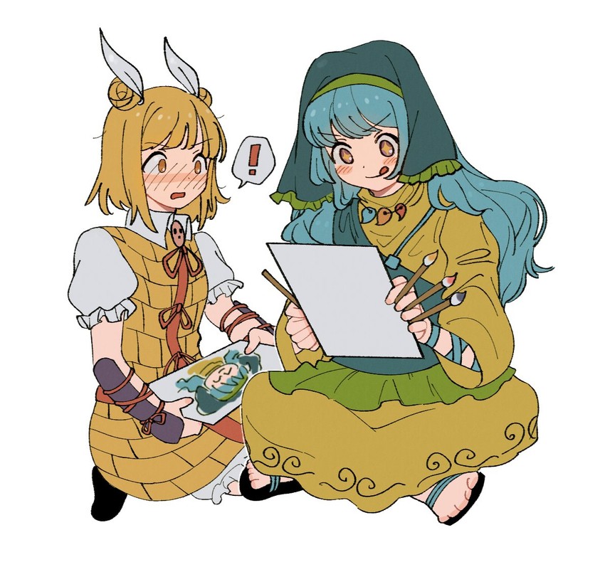 haniyasushin keiki and joutouguu mayumi (touhou) drawn by rbfnrbf_(mandarin)