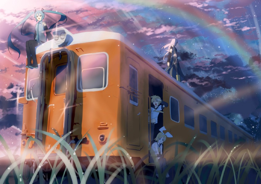 hatsune miku, kagamine rin, kagamine len, and megurine luka (vocaloid) drawn by nagareboshi