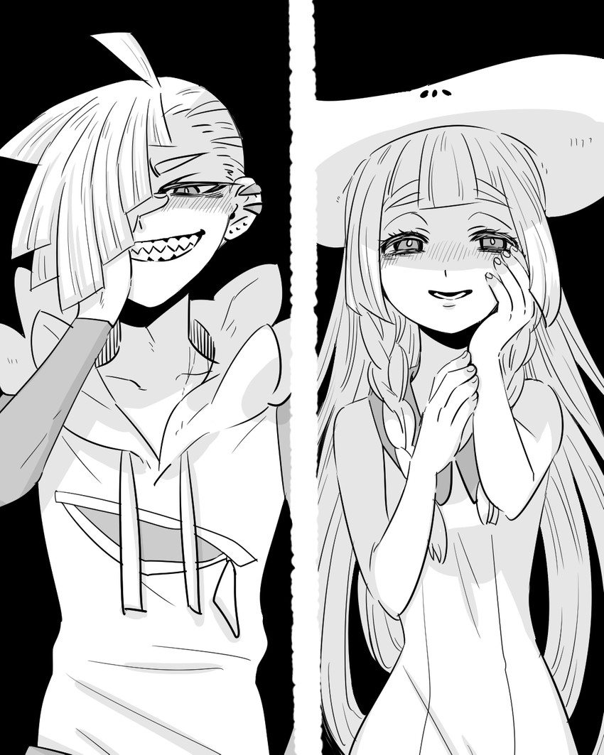 lillie and gladion (pokemon and 1 more) drawn by amagaeru_(amapippi052525)