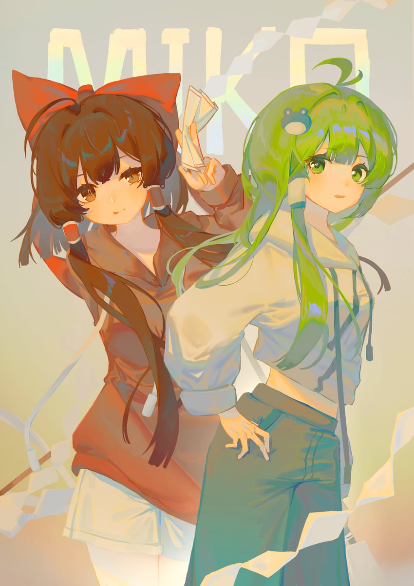 hakurei reimu and kochiya sanae (touhou) drawn by zhi_xixi
